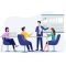 People on presentation conference, Businessman at project strategy. Business people working together, Presentation and discussion of the project. Vector in a flat style